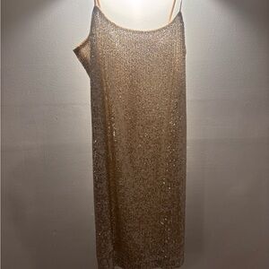 Gianni Bini Gold Sequin Spaghetti Strap Slip Dress